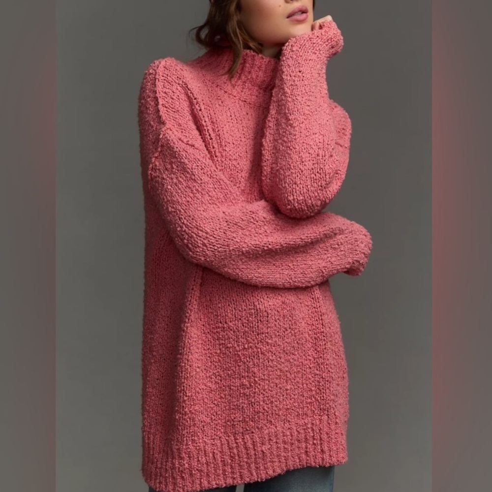 Anthropologie The Need-It Oversized Mock
Neck Sweater Size XL Rose